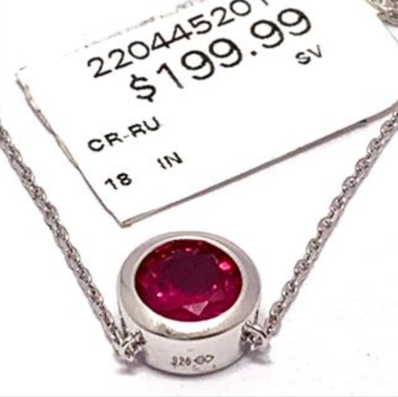 925 Sterling Silver Bezel Set Solitaire Ruby Necklace $199 Retail - Picture 4 of 4